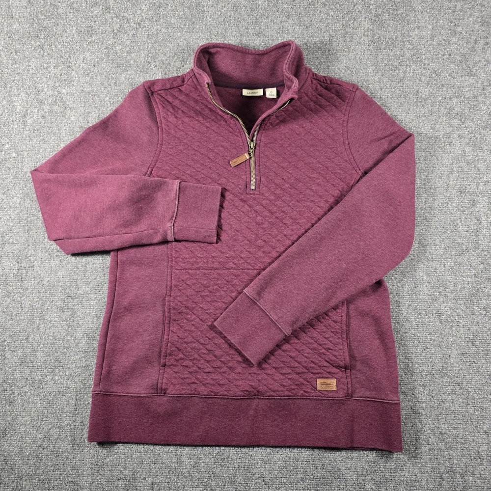 L.L.Bean Quilted Quarter Zip Pullover Sweatshirt Women's Medium Purple